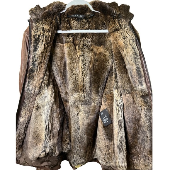 SOLD ! VTG ANDREW MARC Genuine Leather Rabbit Fur Thermolite Jacket - Picture 7 of 16